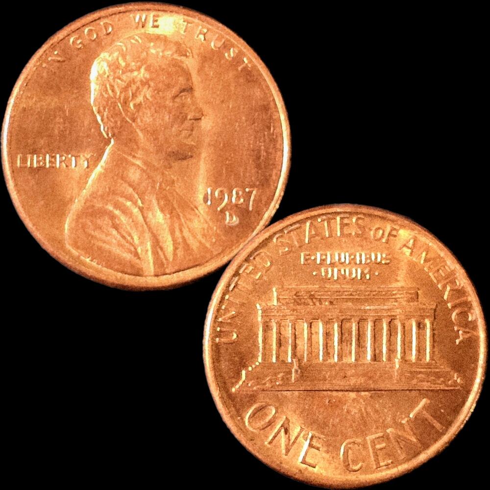 1987d Lincoln Memorial Cent Doubled DIE Clash Double Ear   Repunched Mint READ